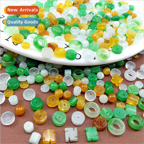 Jade small peace button three color spacer wheel flat beads