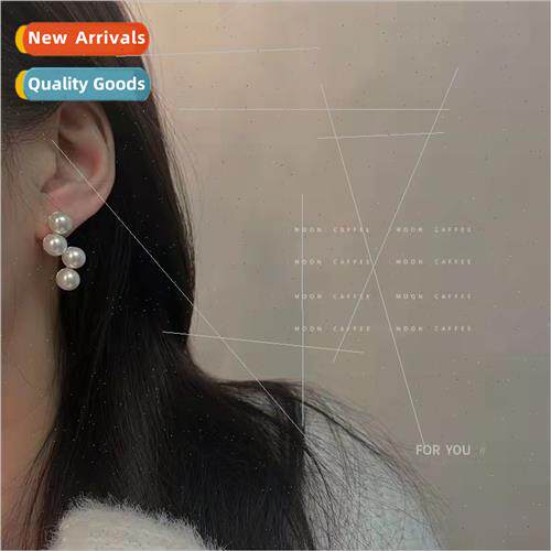 925 silver needle staggered pearl tassel niche earrings fema