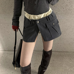 高品质 YY迷你分层超短裙平角短裤叠穿真两件套miu风女26春夏