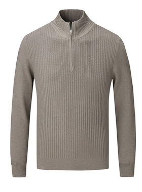 Half turtleneck zip-up sweater商务男长袖半高领拉链针织衫毛衣