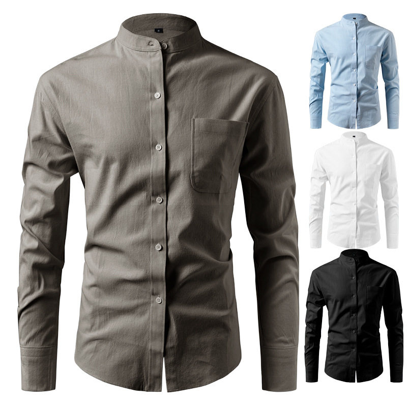 Breathable long-sleeved plain-colored shirt 透气长袖纯色衬衣