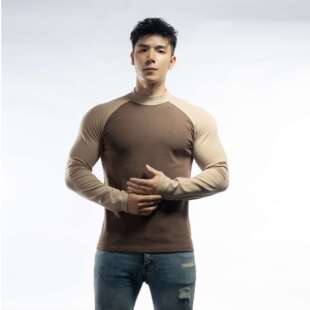 Velvet long sleeve T-shirt base插肩袖德绒半高领长袖T恤打底衫