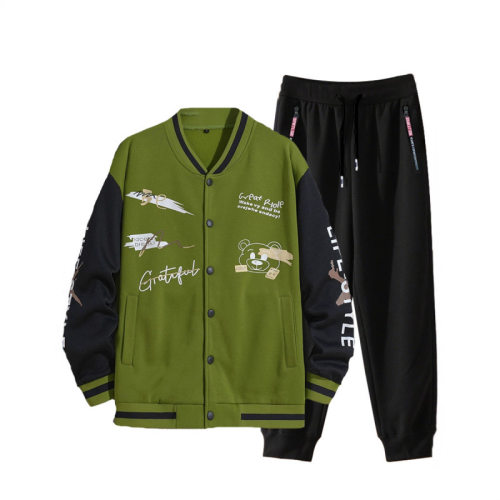美式潮牌棒球服外套运动裤男套装
