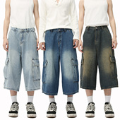 trend 潮流七分裤 shorts Workwear 美式 街头嘻哈工装 青年牛仔短裤