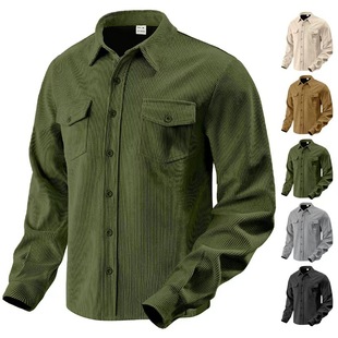 Woolen twill coat with long-sleeved shirt 灯芯绒外套长袖衬衫