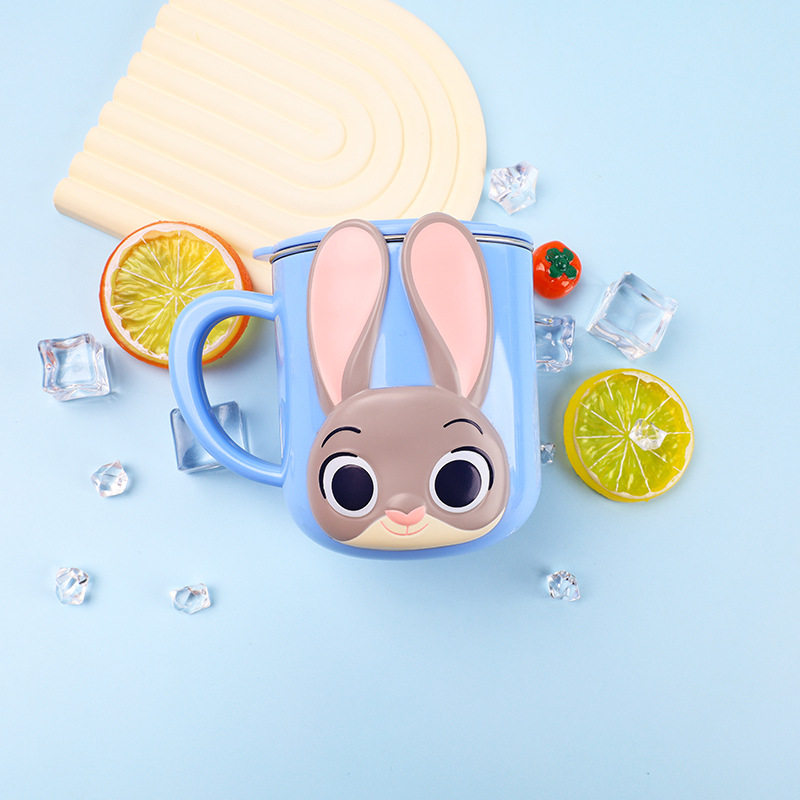 疯狂动物城朱迪立体316不锈钢320ml水杯儿童家用牛奶咖啡杯