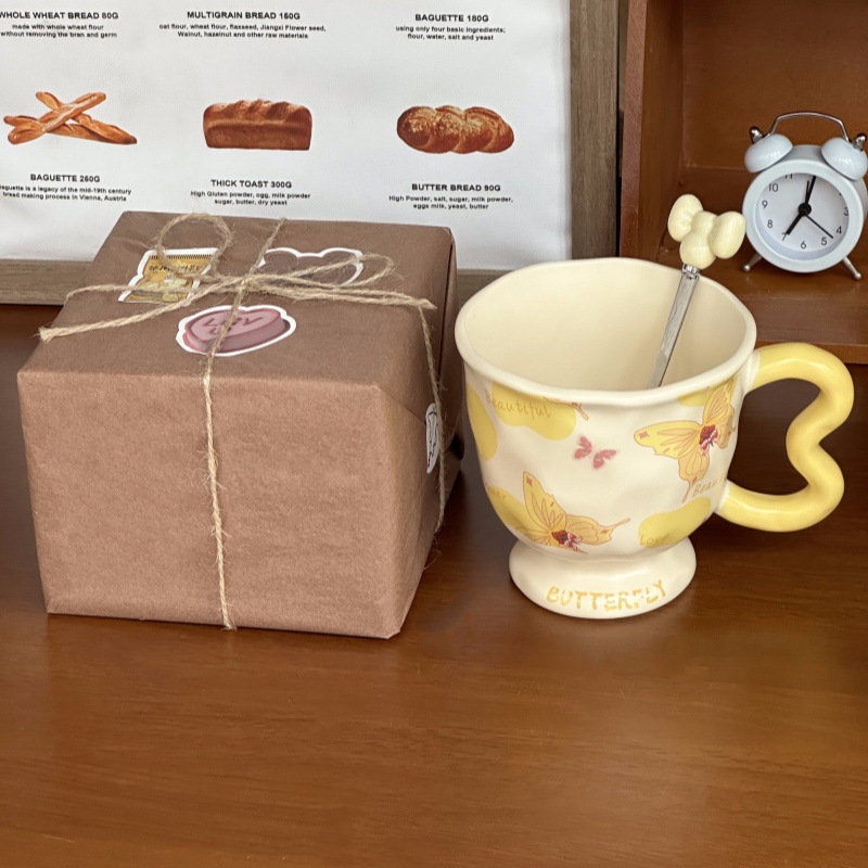 ins风高级感蝴蝶杯子女生生日礼物实用陶瓷杯伴手礼马克杯礼盒装