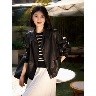 皮衣女环保皮衬衫 新品 2025年春装 夹克短外套 天猫福利款