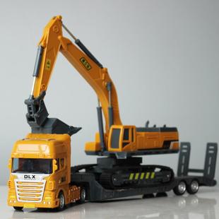 重型运输卡车半挂车仿真模型工程车平板车大马力货车惯性拖挂大车