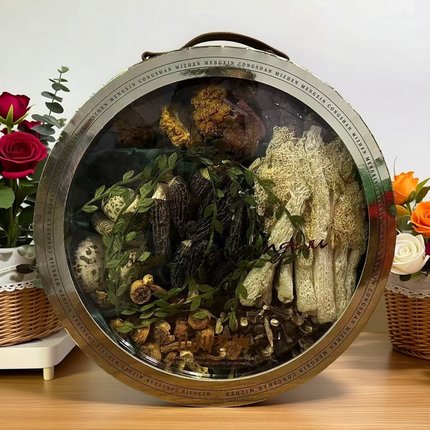 蒙鑫山川茗物285g菌礼盒竹荪红菇羊肚菌金耳白花菇姬松茸7种组合