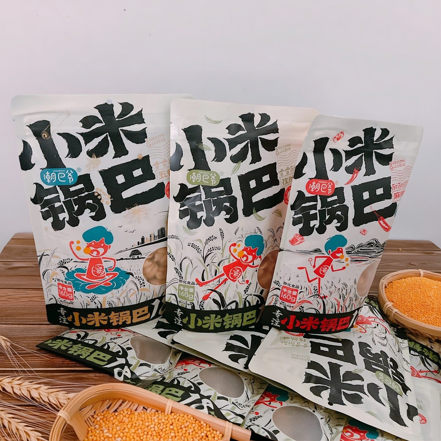 潮巴爷小米锅巴孜然麻辣香酥膨化