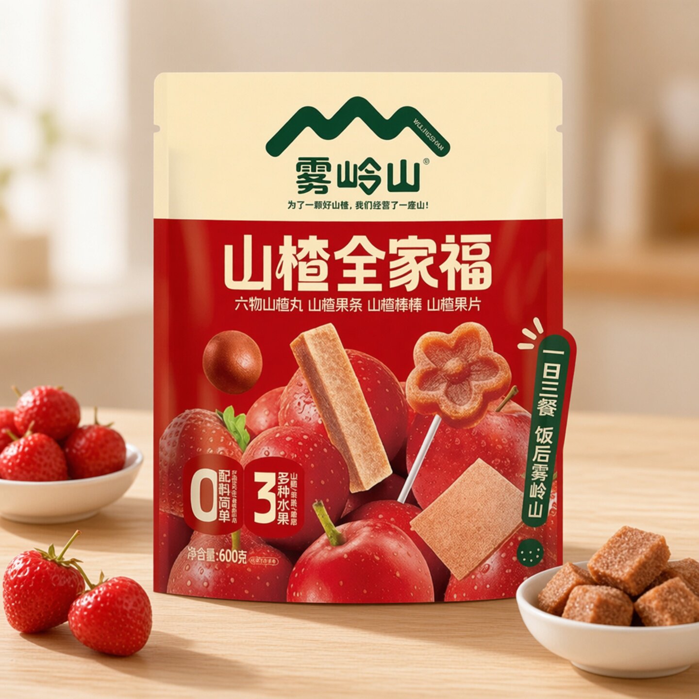 雾岭山六物山楂丸果片条600g