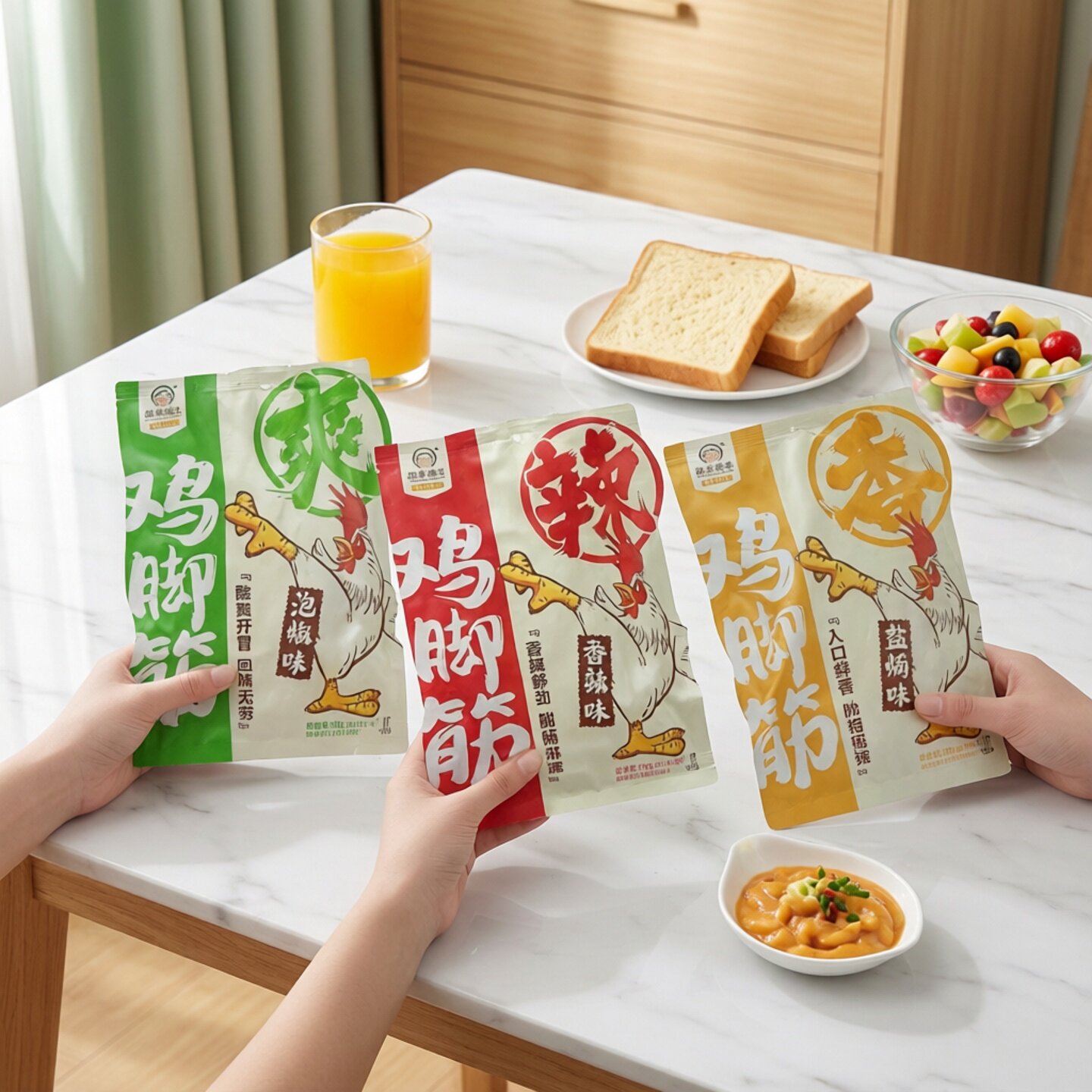 徽家铺子鸡脚筋系列泡椒味香辣味盐焗味独立包装休闲追剧小吃零食