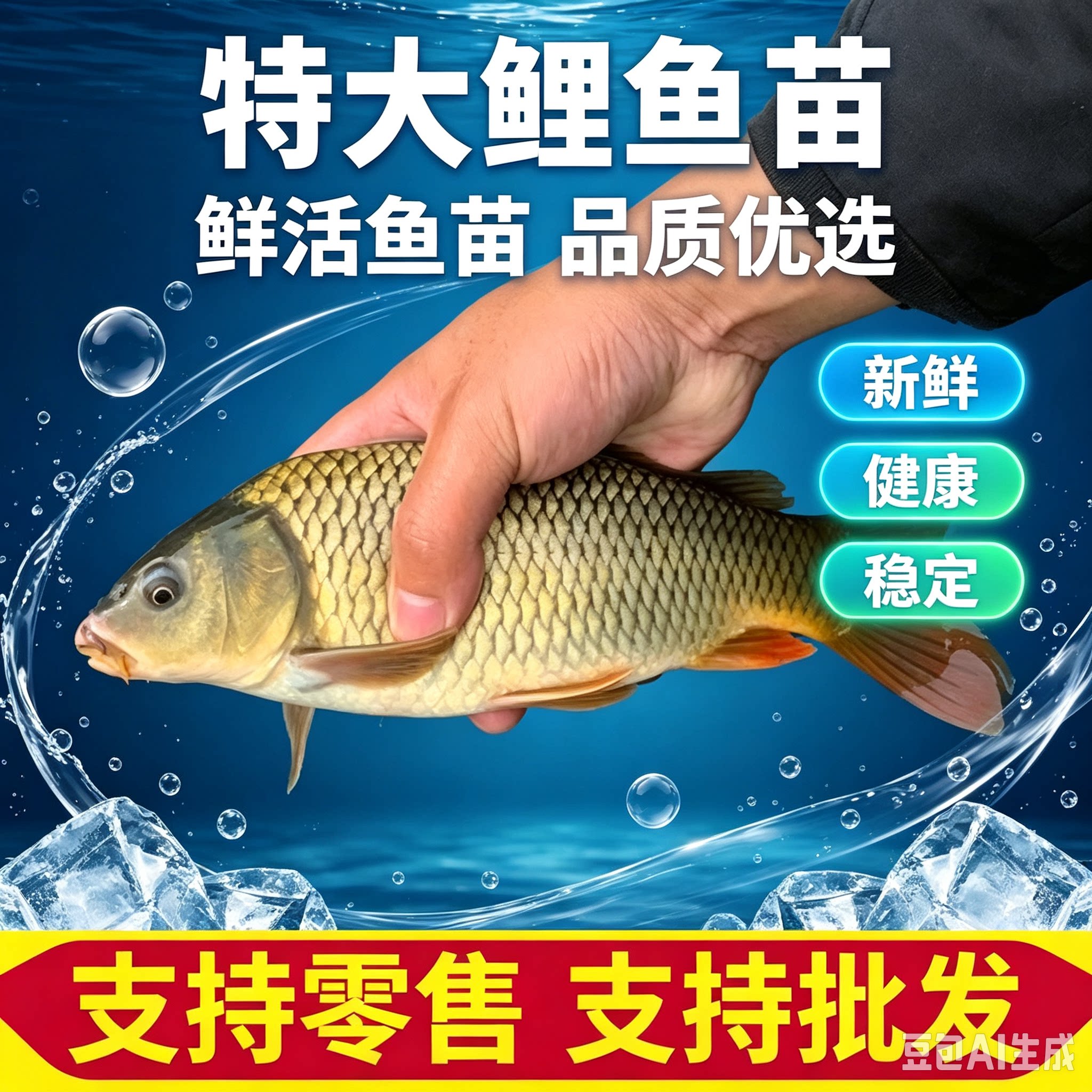 鲤鱼苗淡水养殖食用快大型黄河鲤鱼红尾稻田鲤鱼特大建鲤鱼苗