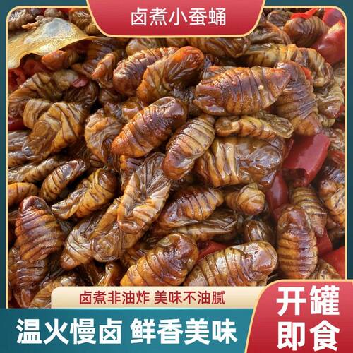 卤煮蚕蛹山东特产高蛋白零食湿软嫩鲜香佐酒下酒小菜