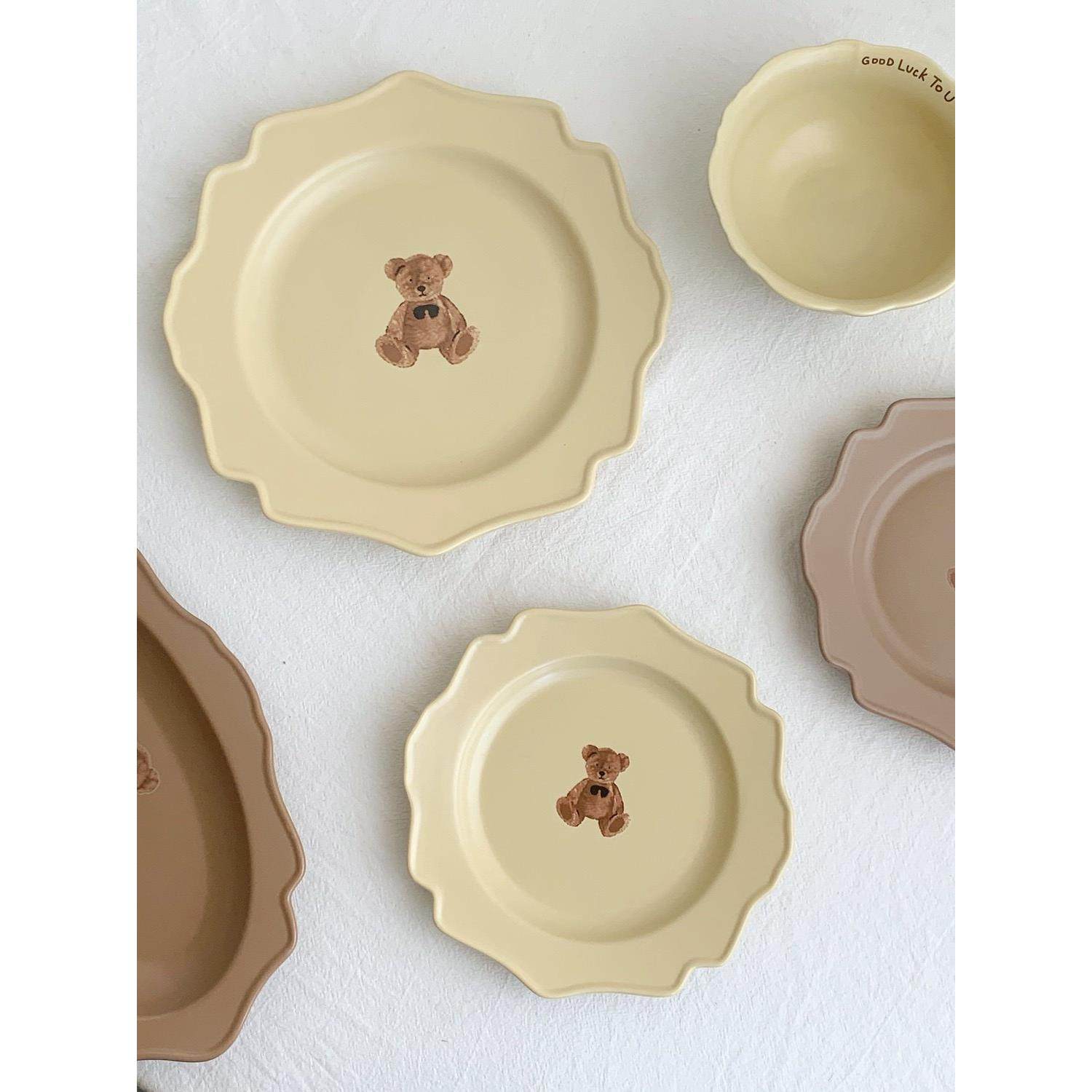 无敌温柔晚安熊 不规则磨砂亚光质感晚安熊陶瓷碗 陶瓷盘,餐饮具,盘,淘宝优惠券,粉丝福利购,淘宝优惠卷