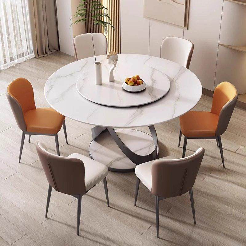 意式极简岩板餐桌椅组合小户型家用圆形可旋转吃饭桌子,住宅家具,岩板餐桌,淘宝优惠券,粉丝福利购,淘宝优惠卷
