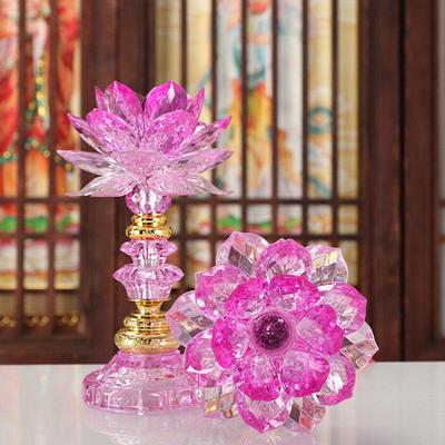 双龙行新款水晶莲花灯进口LED荷花灯佛前菩萨供佛摆件神台灯一对