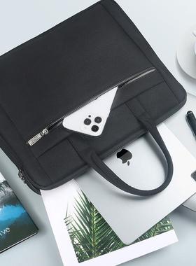 杰利立体手提文件袋公文包帆布加厚资料袋多层商务文件包黑色公文