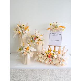 交车仪式4s布置婚礼罗马柱假花水牌装饰展厅展车布置装饰美陈橱窗