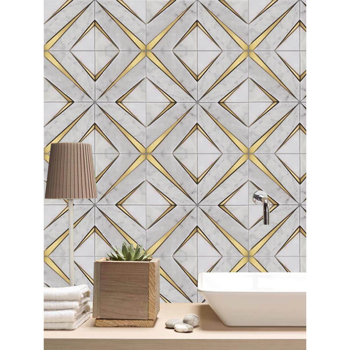 几何艺术大理石马赛克背景墙金属石材水刀拼花瓷砖别墅酒店玄关,家装主材,马赛克,淘宝优惠券,粉丝福利购,淘宝优惠卷