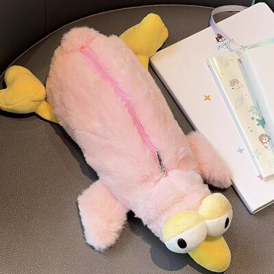 蠢萌可爱搞怪知更鸟笔袋毛绒绒可爱公仔文具袋软萌收纳包软萌开学