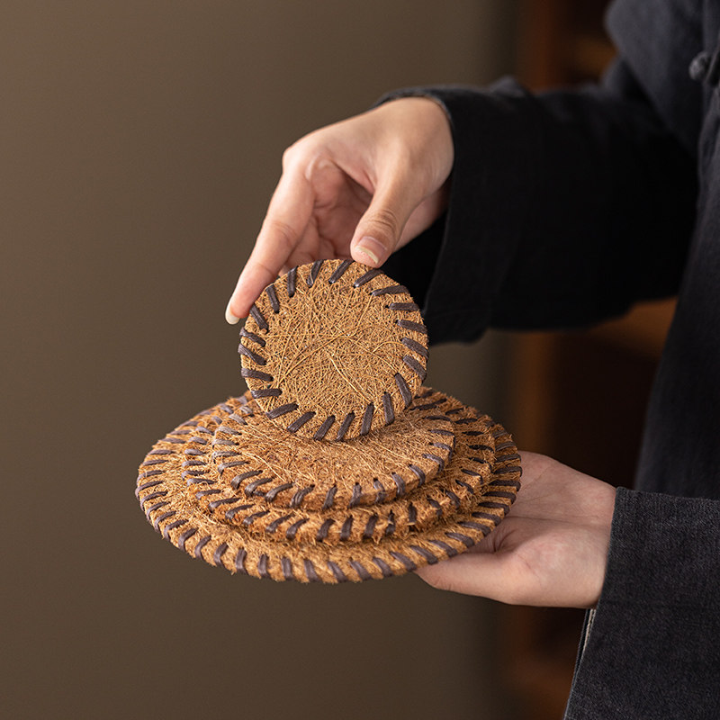 天然椰丝棕垫加厚鬓毛杯垫茶具养壶手工编织隔热垫茶道配件茶杯垫,餐饮具,茶道/零配,淘宝优惠券,粉丝福利购,淘宝优惠卷