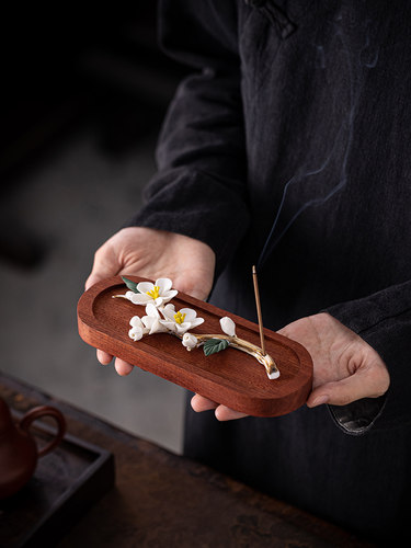 手工陶瓷梅花香棒创意香炉家室内檀香香支架沉香香桌面香薰饰品