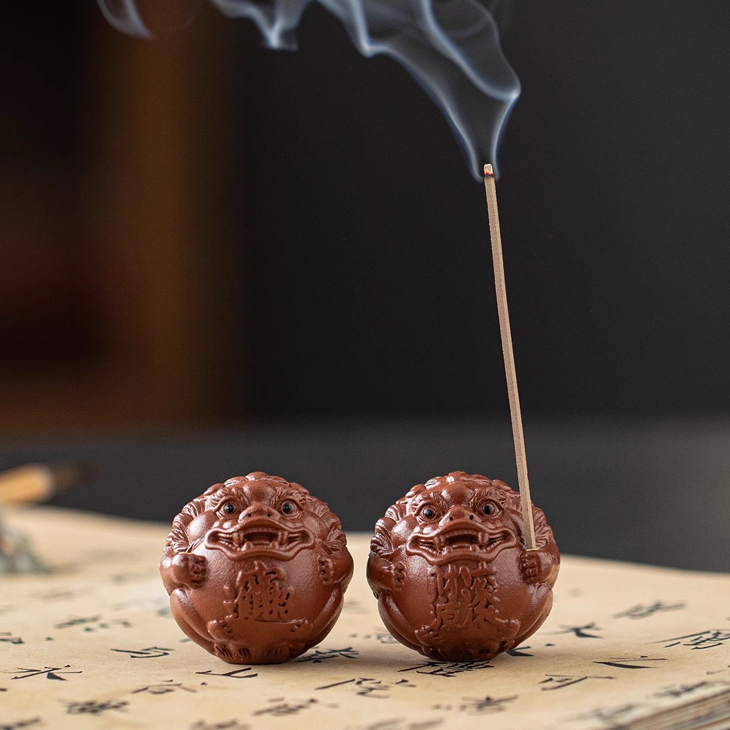 紫砂线 线香插招财貔貅茶宠摆件香炉家用室内檀香插香香座香托 托