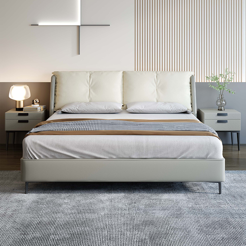 CBD床现代简约真皮床轻奢主卧大床双人储物婚床软包榻榻米北欧皮