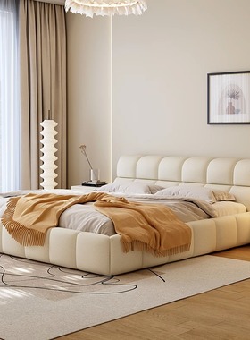 CBD科技布床泡芙床主卧双人床简约现代床奶油风床轻奢简约床双人