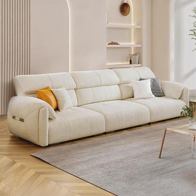 CBD轻奢布艺高靠背直排沙发皮简约现代客厅小户型大象耳朵沙发奶