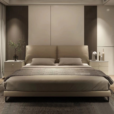 CBD轻奢真皮床现代简约软