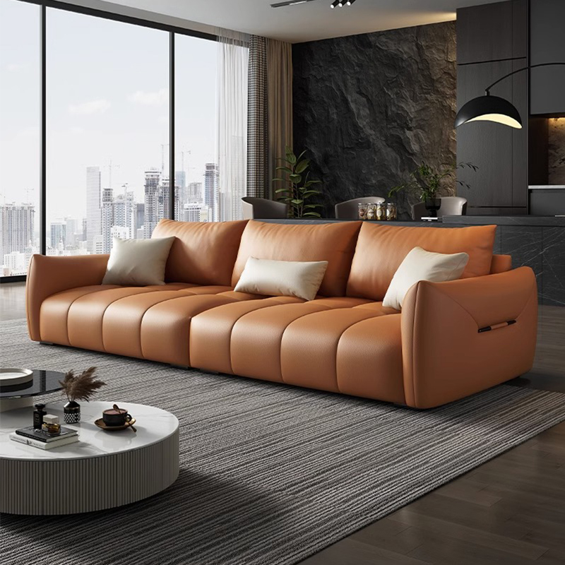 CBD意式奶油风科技猫抓皮婴儿绒客厅布艺沙发海绵松木底三四人位