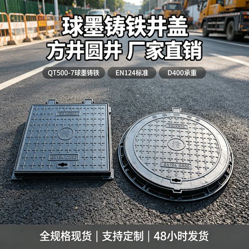 球墨铸铁加厚圆形方井盖包邮秒发