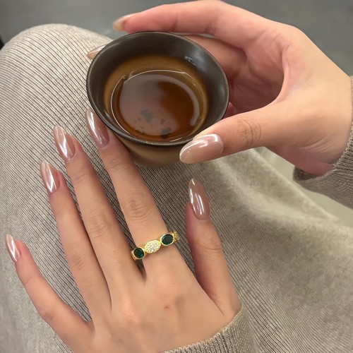 Hailey海莉同款欧美气质月光珍珠极光穿戴甲高级轻奢手工定制婚甲