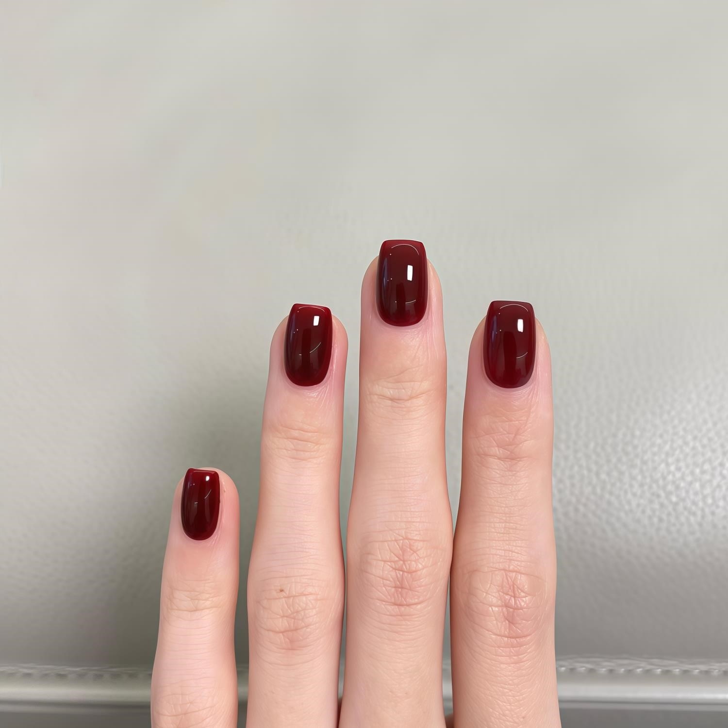 纯手工显白纯色穿戴甲酒红红色牛血色透色穿戴甲高级感辣妹穿戴甲