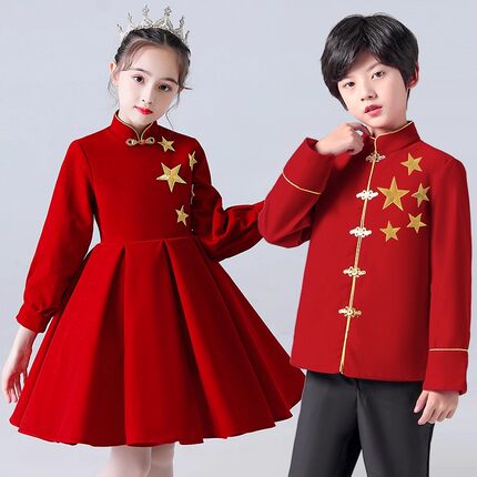 儿童合唱演出服中小学生诗歌朗诵爱国红歌校庆男女童少儿表演服装