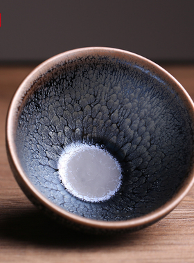 江月禅心油滴建盏主人杯茶盏纯手工天目曜变铁胎茶器功夫茶具单杯