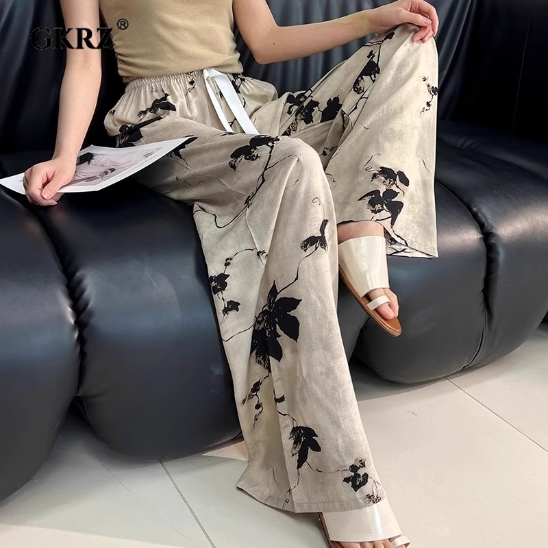 缎面阔腿裤女夏季新款高腰垂感