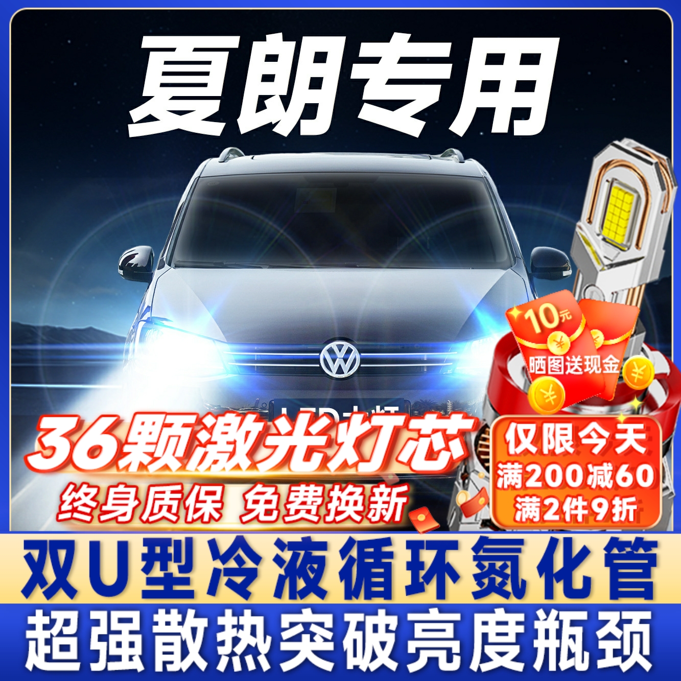 超亮聚光激光大灯透镜LED灯泡