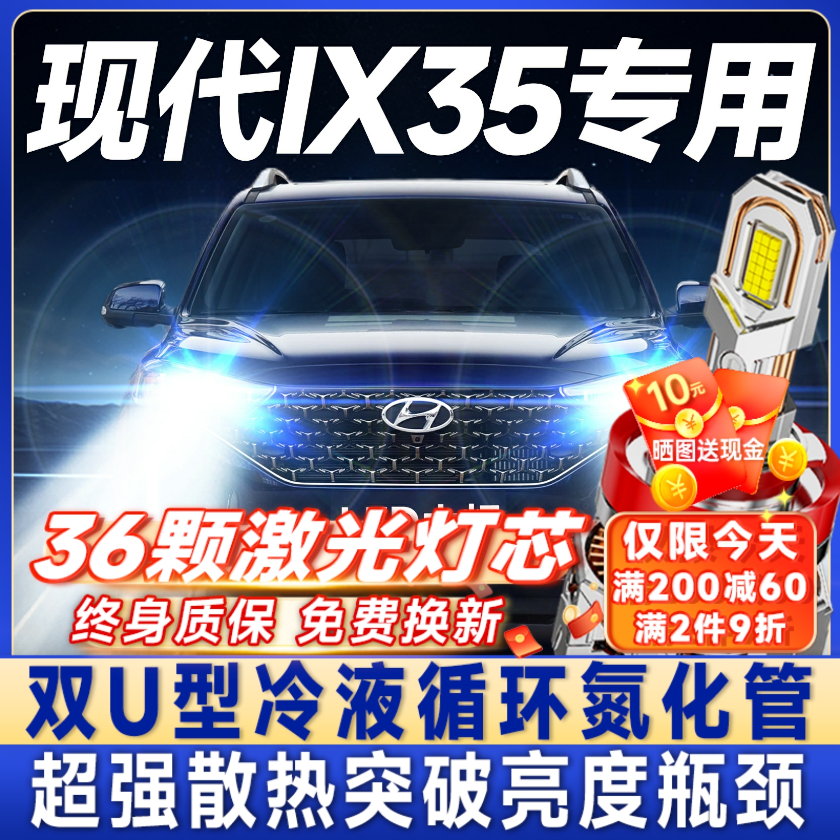 咨询有礼现代IX35专用led大灯