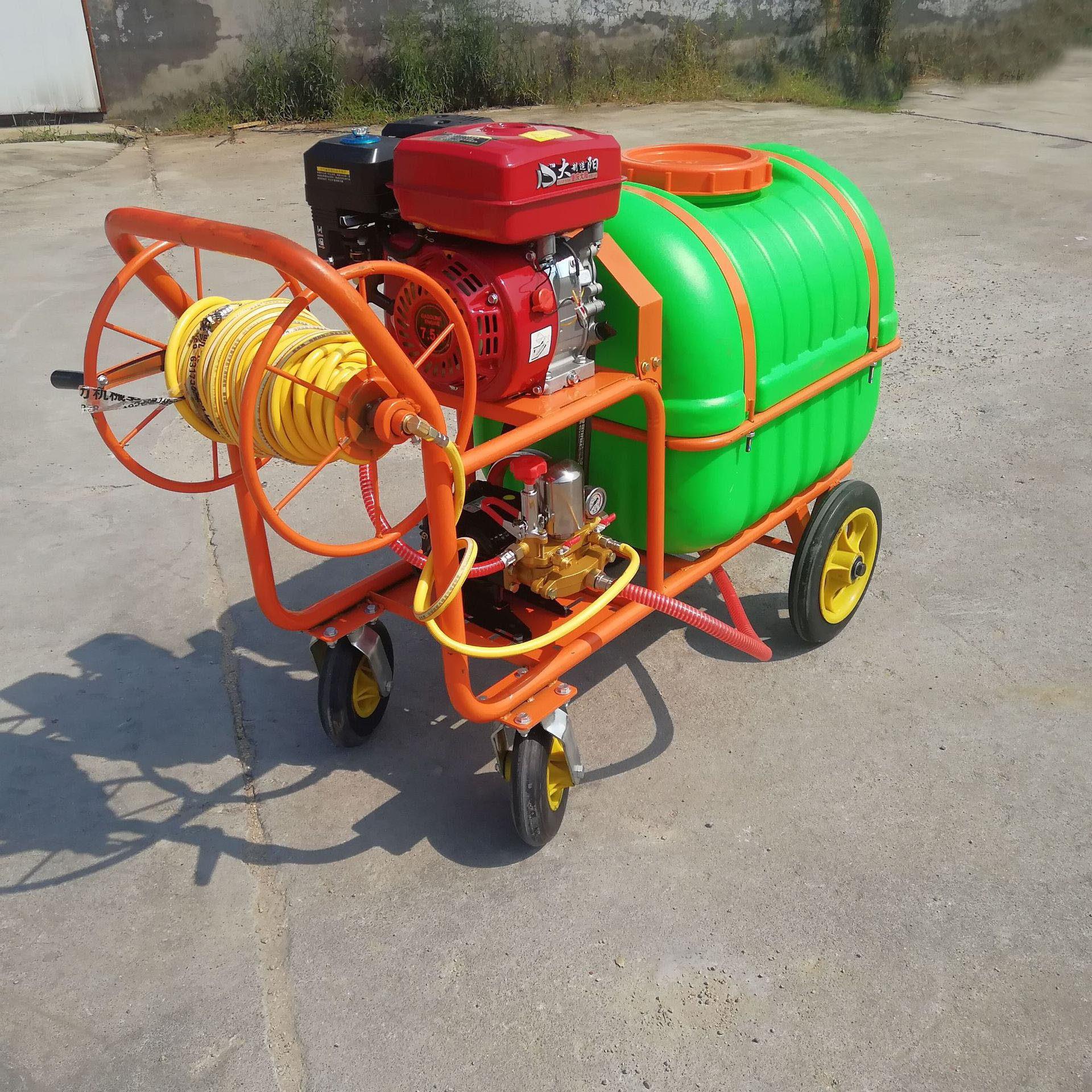 手推式汽油喷雾器300L塑料桶园林植保打机果树打车