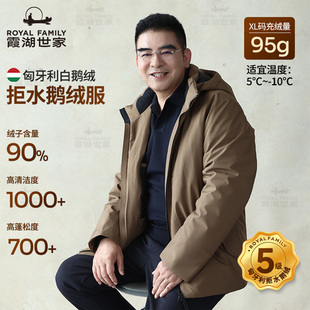 霞湖世家90绒子立领可拆卸帽羽绒服男332A 匈牙利拒水白鹅绒服