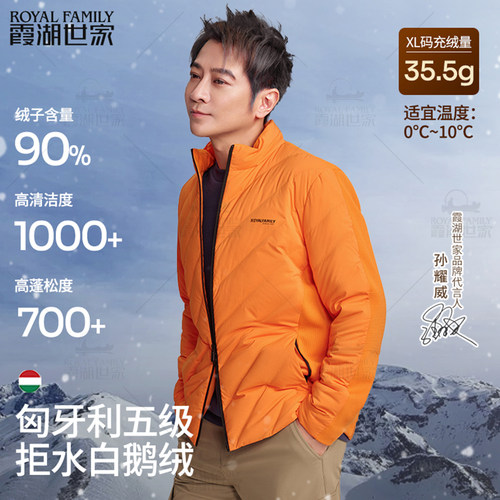 霞湖世家90白鹅绒立领短款羽绒服