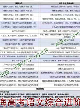 上海王霖老师高考语文综合进阶
