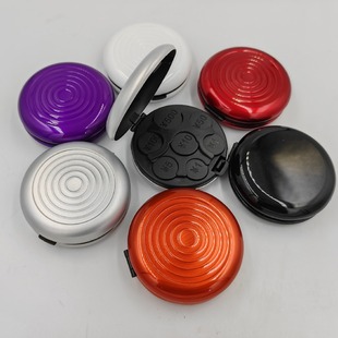 日本硬币收纳新款 硬币分类圆形盒便携带镜子日本零钱包 铝制日元