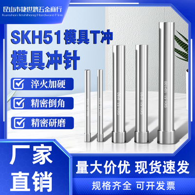 模具冲针SKH51高速钢加硬T型冲头不锈钢圆柱五金模具压孔非标定