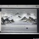 新款 饰石材奢石山水画 1600乘3200岩板电视背景墙新中式 电视墙装