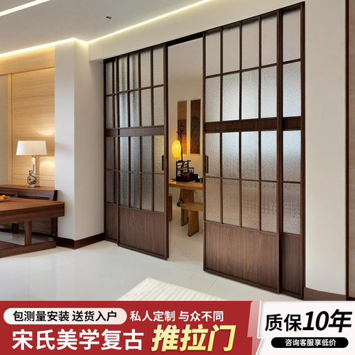 宋氏美学中古风玻璃三联动移门